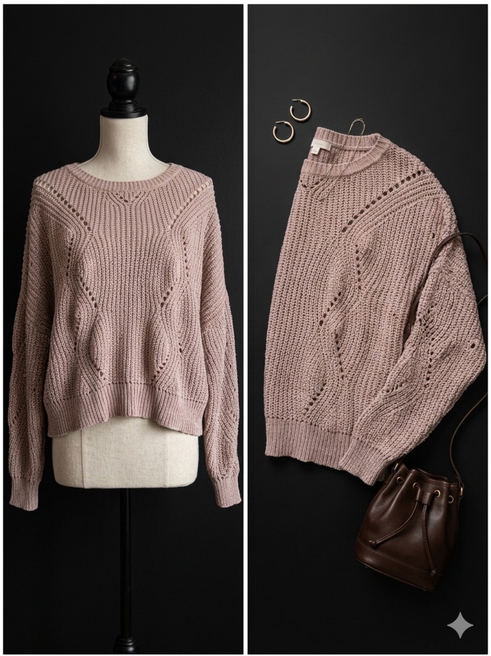 Altar'd State Light Brown Chunky Knit Cropped Sweater Size M Soft Slouchy Boho
